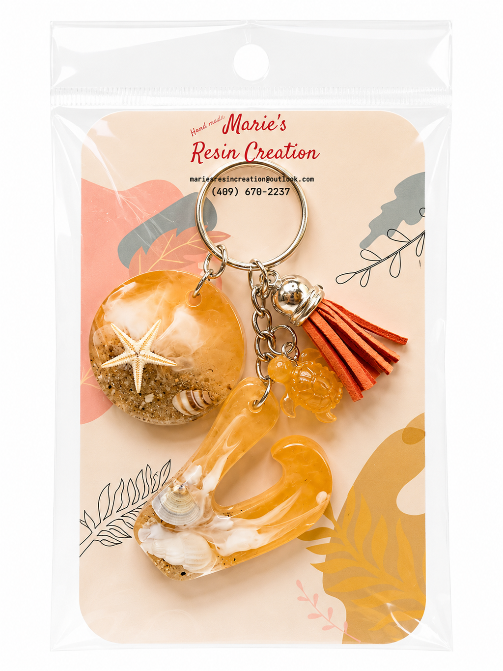 Beach Theme Lavender Bag Charm/Keychain