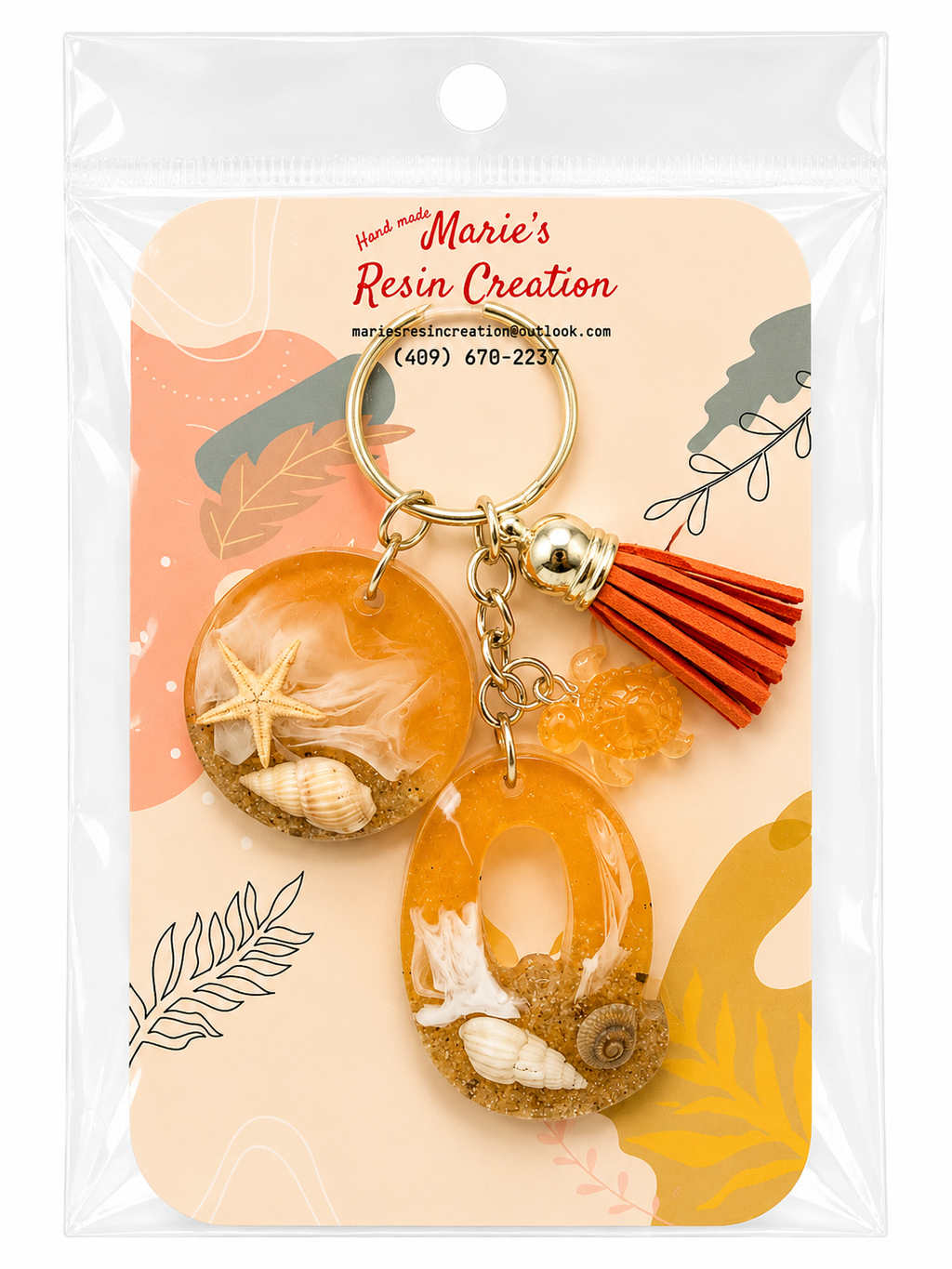 Beach Theme Lavender Bag Charm/Keychain