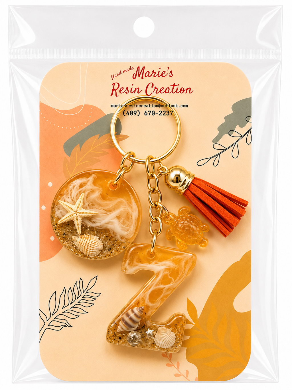 Beach Theme Lavender Bag Charm/Keychain