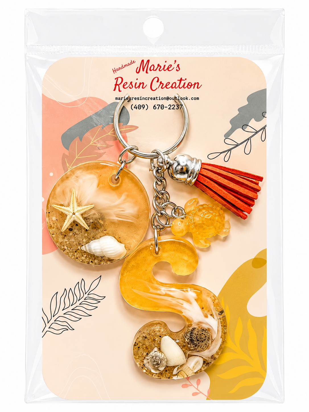 Beach Theme Lavender Bag Charm/Keychain