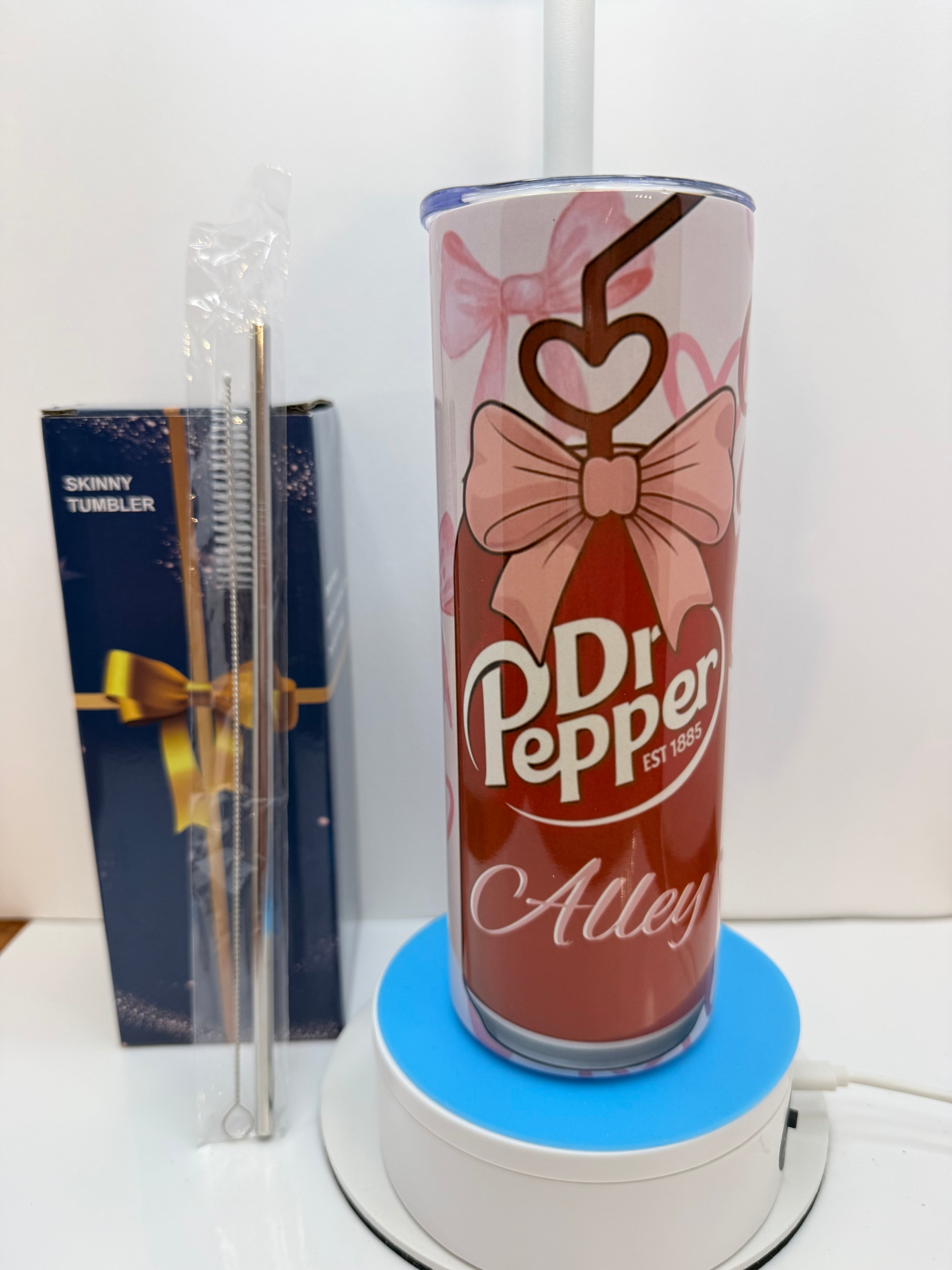 20oz Skinny Straight Tumbler Dr. Pepper Theme
