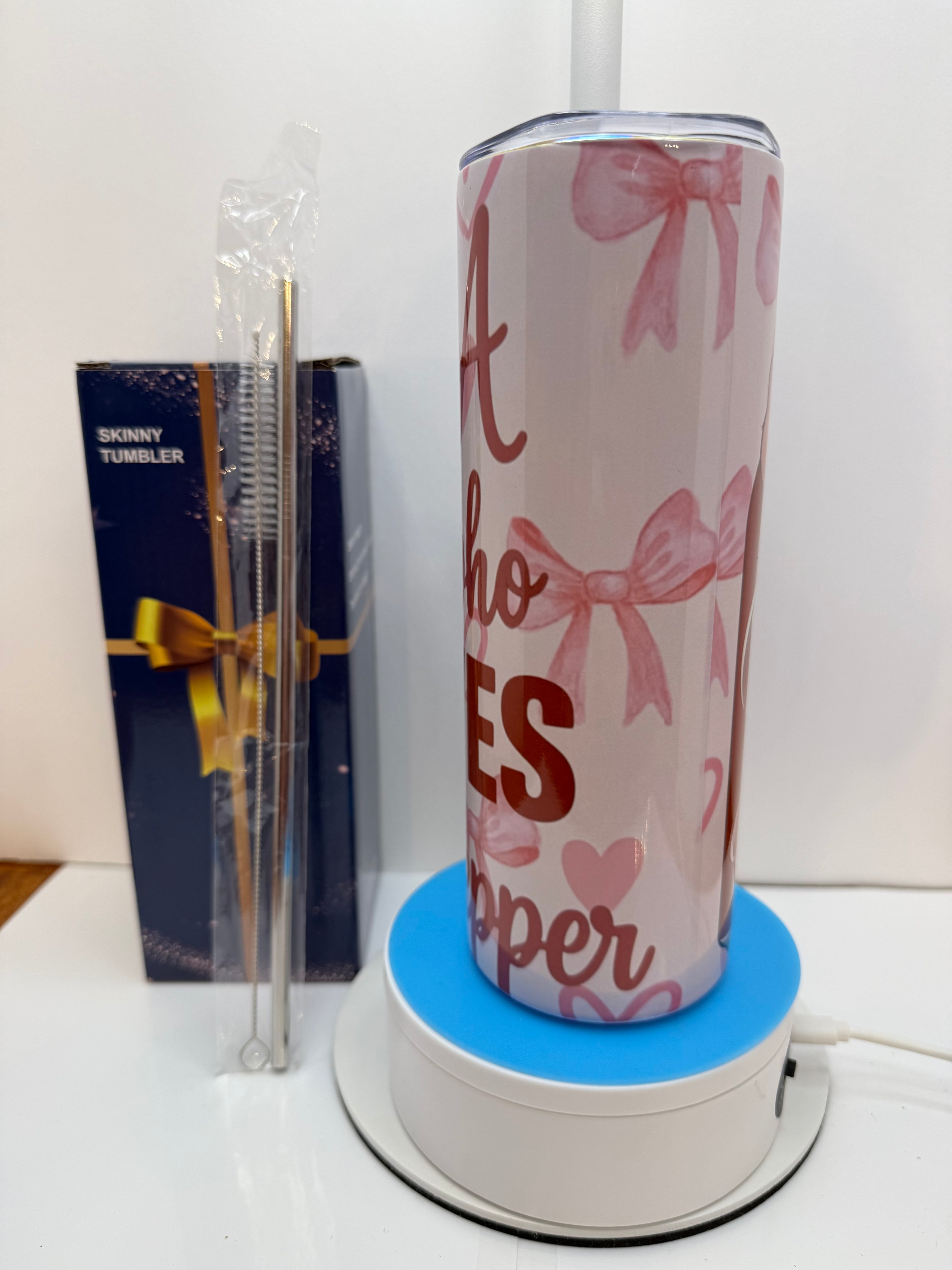 20oz Skinny Straight Tumbler Dr. Pepper Theme