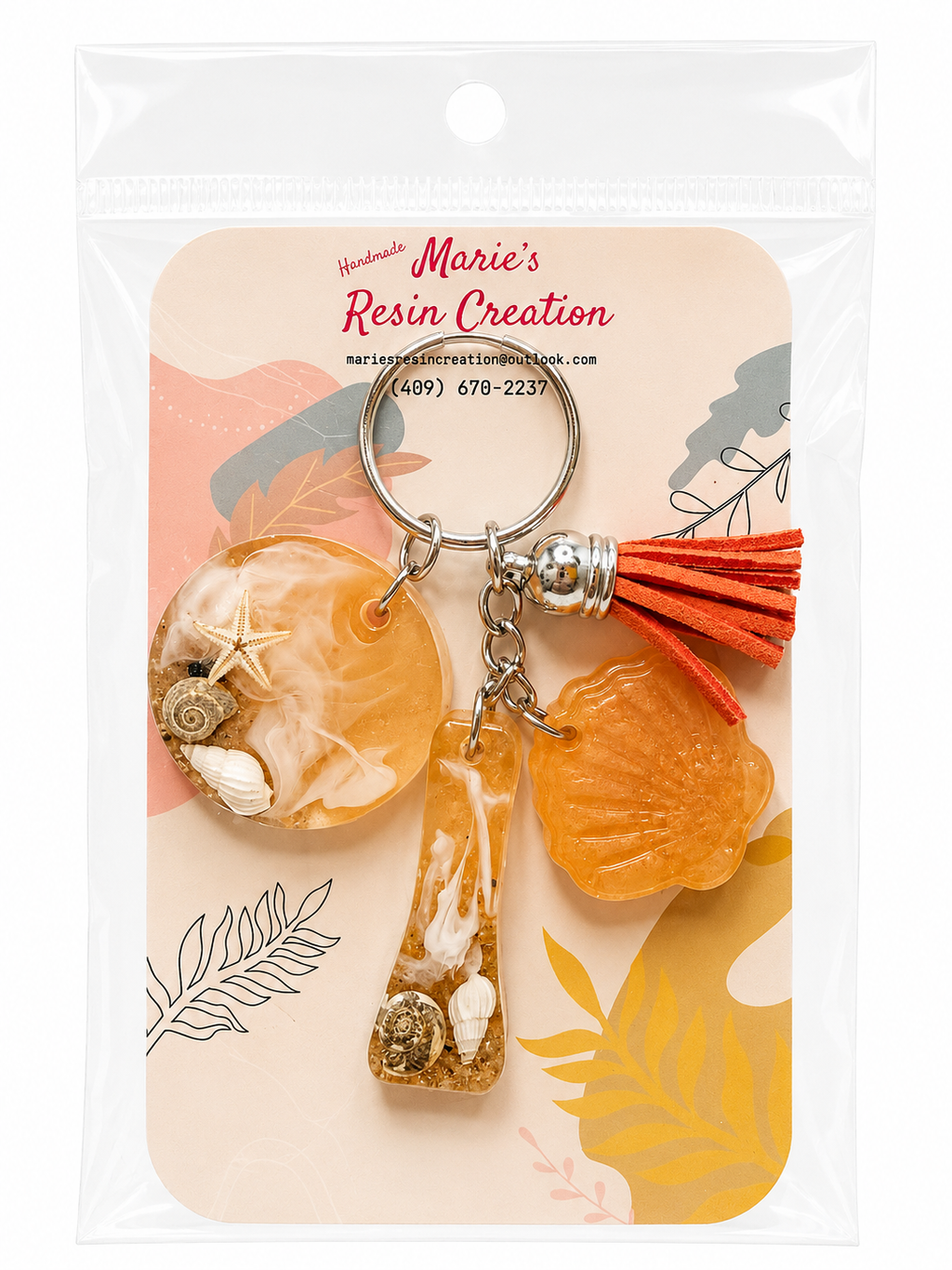 Beach Theme Lavender Bag Charm/Keychain