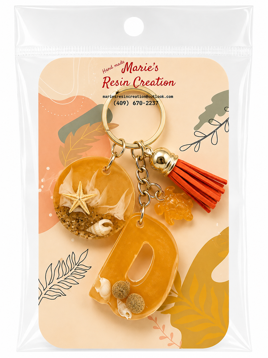 Beach Theme Lavender Bag Charm/Keychain