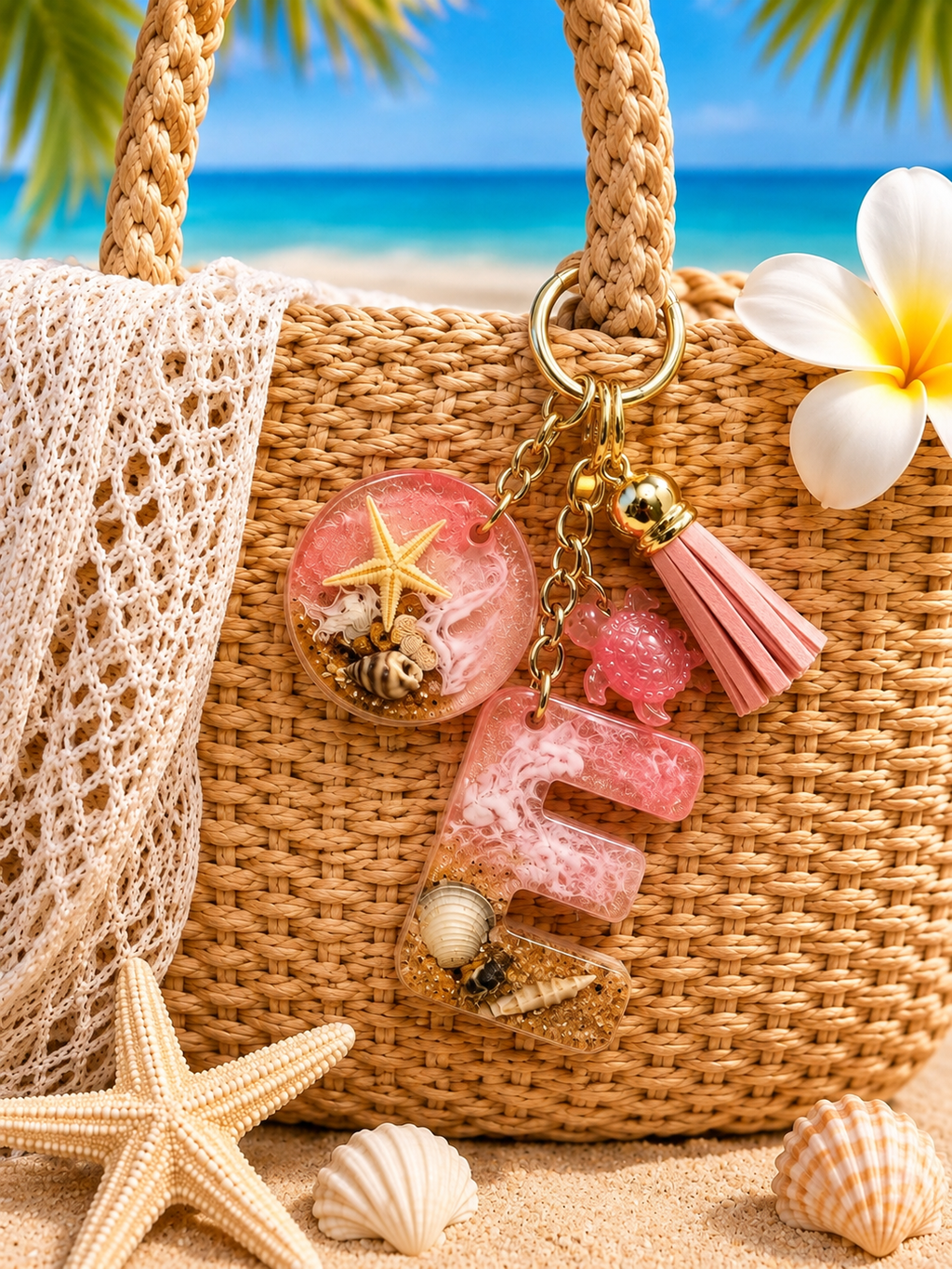 Baby Pink Beach Bag Charms / Keychains