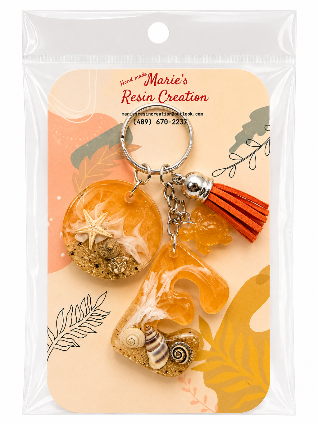 Beach Theme Lavender Bag Charm/Keychain