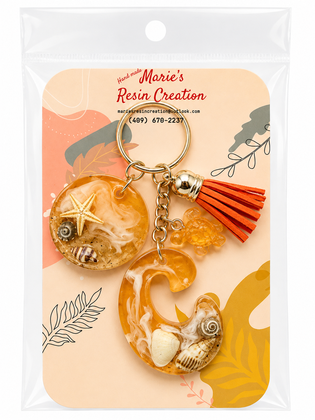 Beach Theme Lavender Bag Charm/Keychain