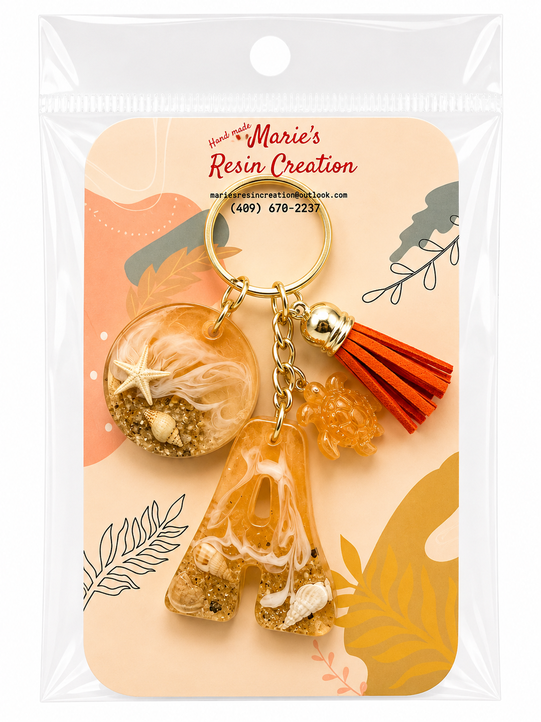 Beach Theme Lavender Bag Charm/Keychain