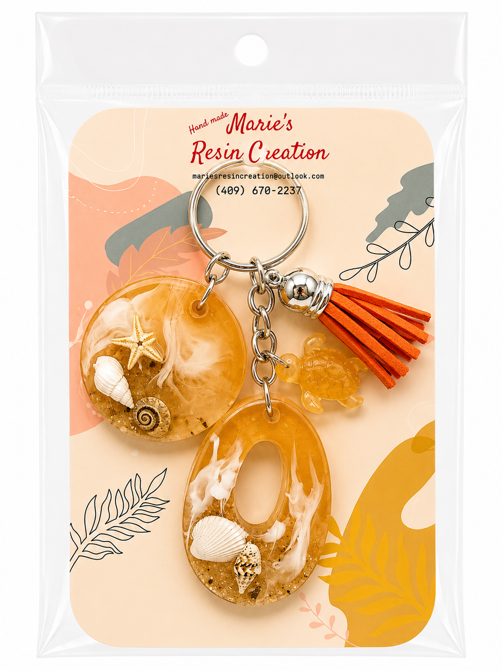 Beach Theme Lavender Bag Charm/Keychain
