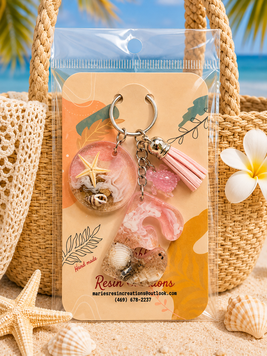 Baby Pink Beach Bag Charms / Keychains