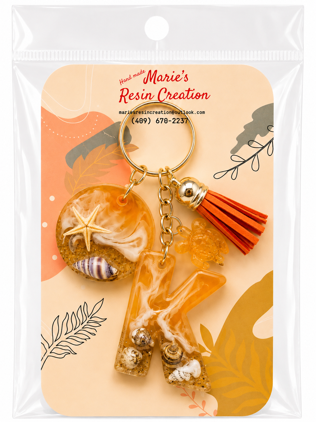 Beach Theme Lavender Bag Charm/Keychain