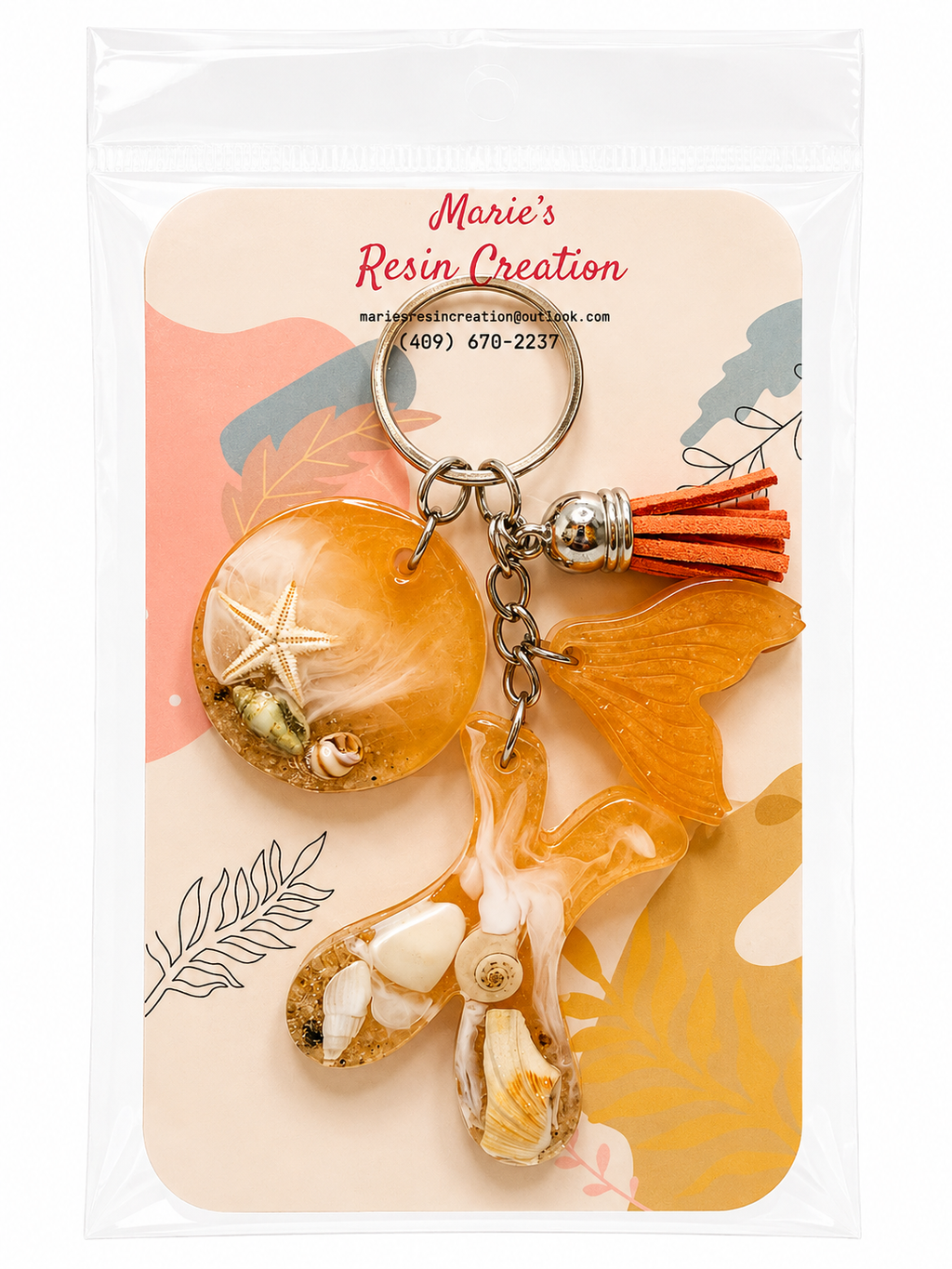 Beach Theme Lavender Bag Charm/Keychain