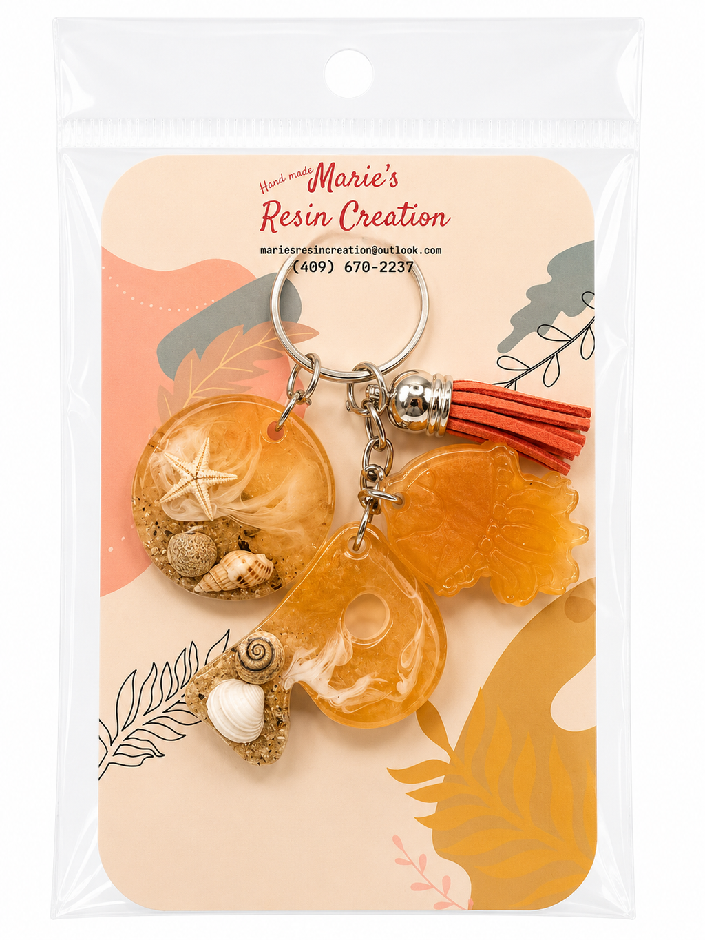 Beach Theme Lavender Bag Charm/Keychain