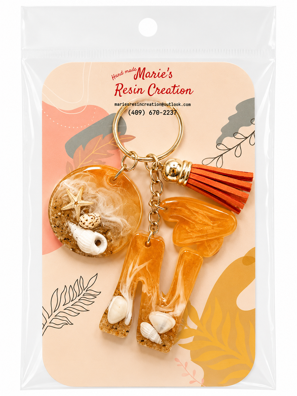 Beach Theme Lavender Bag Charm/Keychain