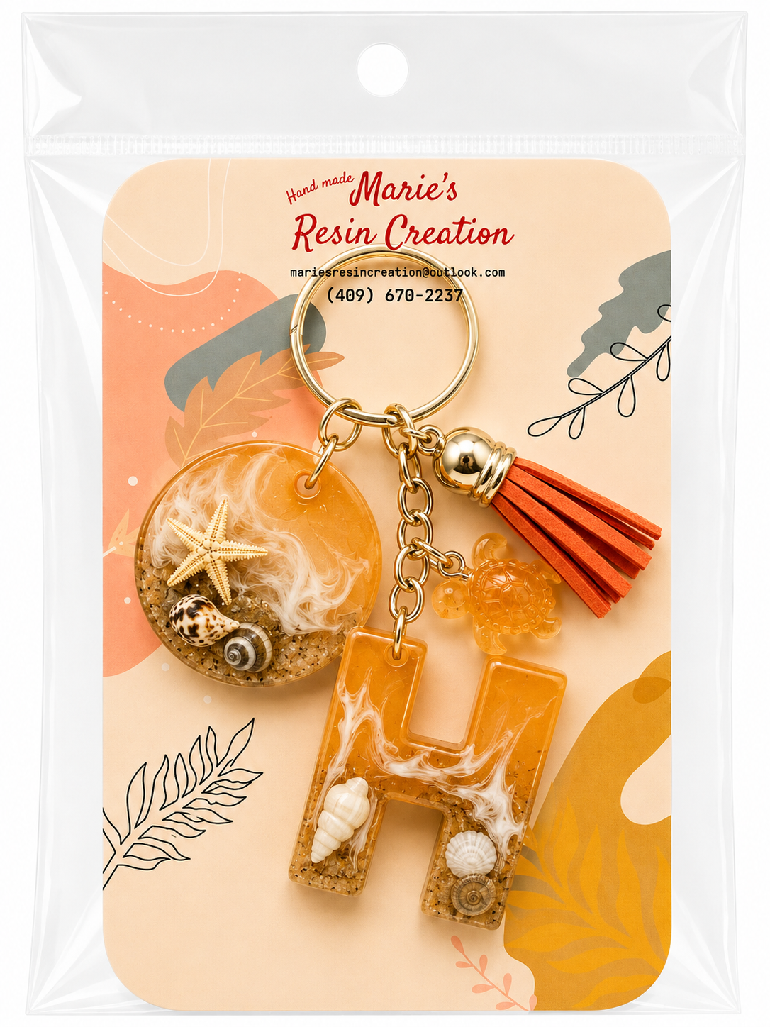 Beach Theme Lavender Bag Charm/Keychain