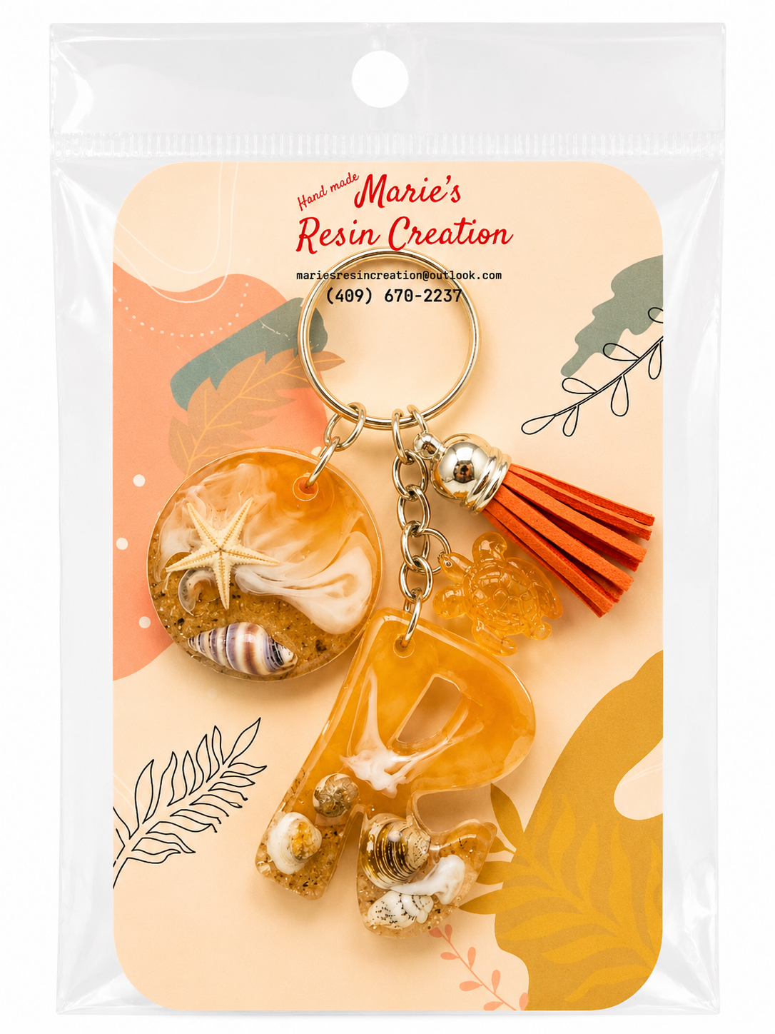 Beach Theme Lavender Bag Charm/Keychain