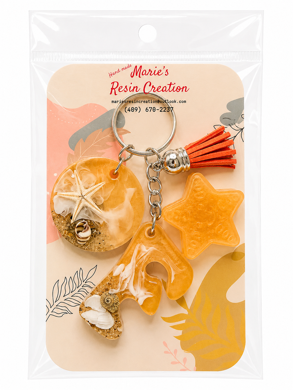 Beach Theme Lavender Bag Charm/Keychain