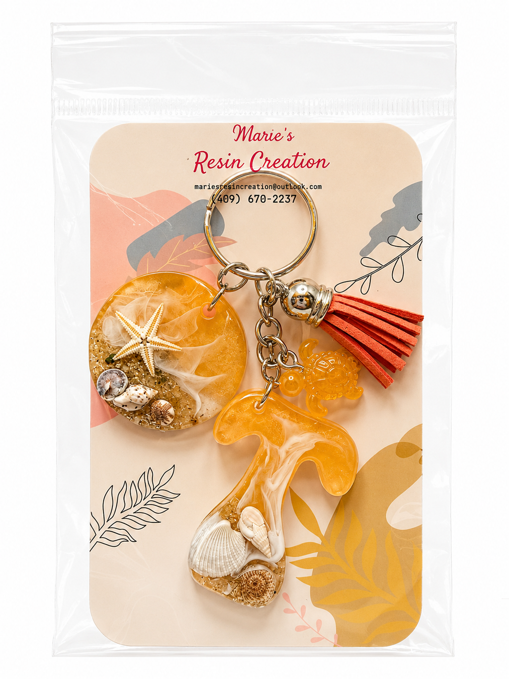 Beach Theme Lavender Bag Charm/Keychain